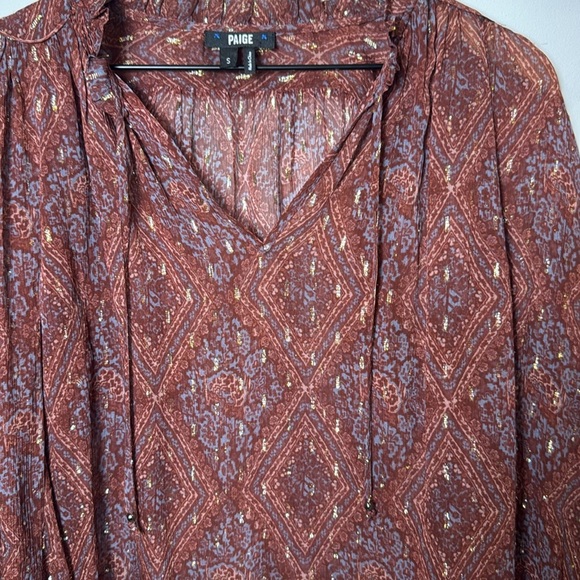 Paige Fia Long Sleeve Top in Iced Slate Multi size S - Picture 3 of 7